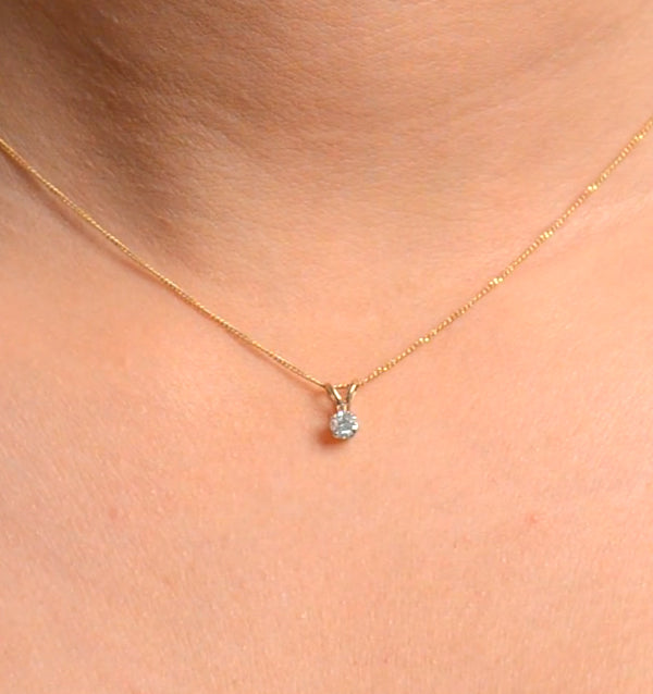 Diamond Solitaire Necklace 0.15CT Diamond 9K Yellow Gold